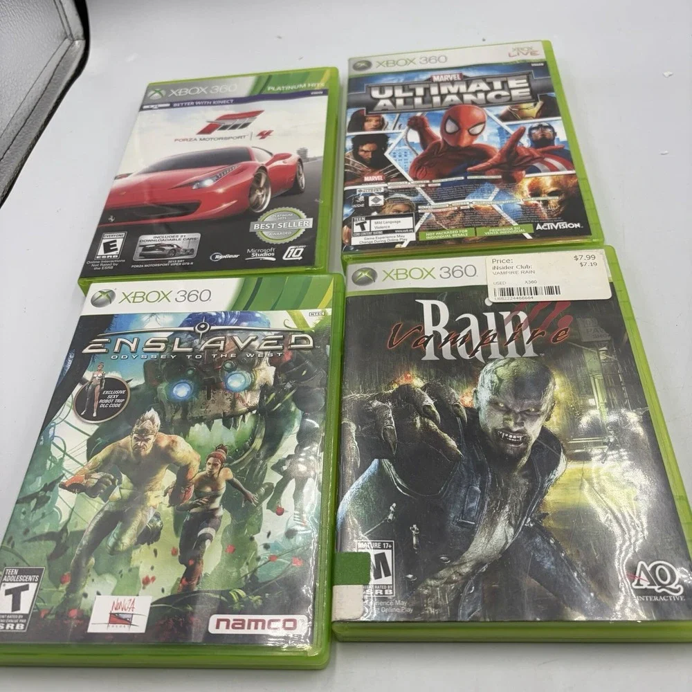 xbox 360 games Forza 4 &2 Marvel Alliance Enslaved Vampire Rain